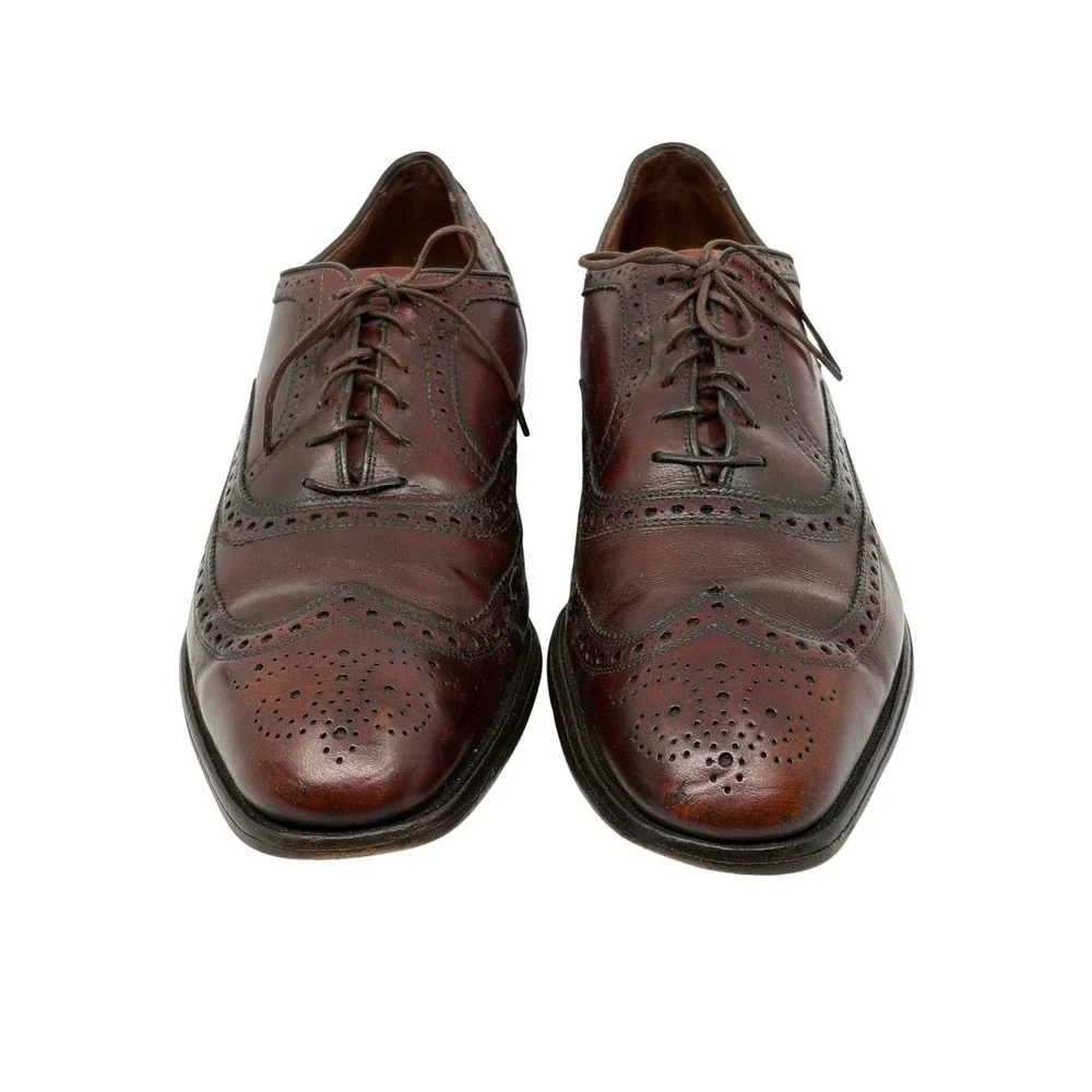 Allen Edmonds McAllister Burgundy Brown Leather Wingtip Brogue Oxford Shoes 11 B